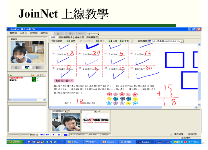 圖一 透過JoinNet與遠端小朋友的教學畫面